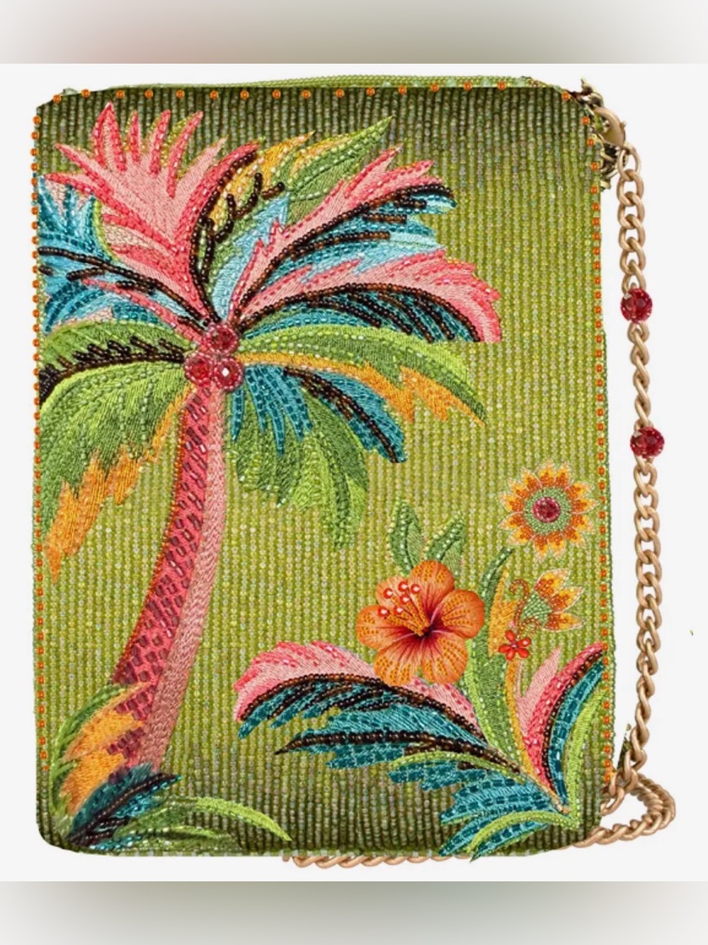 Endless Summer Beaded Palm Tree Crossbody Bag